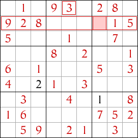 Hidden Single Sudoku technique example