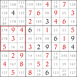 Row/Column & Block Interactions Sudoku technique example