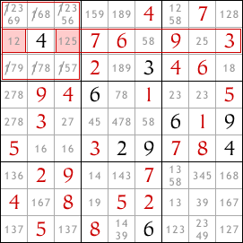 Row/Column & Block Interactions Sudoku technique example